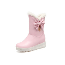 Thick plush snow boots with butterfly flower inner height increase women's boots